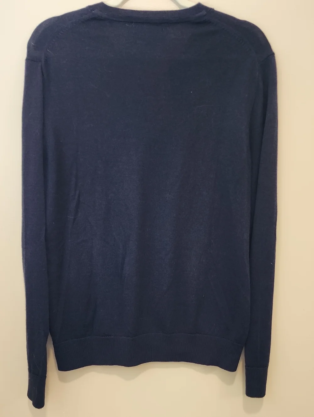 Banana Republic V-Neck Sweater 100% Extra Fine Merino Wool Navy Men's size Large